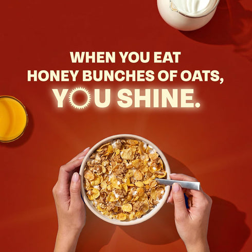 12 oz Honey Bunches of Oats Cinnamon Cereal, Breakfast Cereal with Oats and Granola Clusters, Box