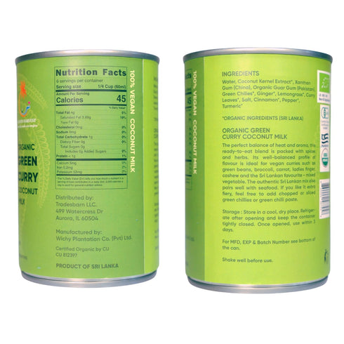 Pack 6 Islands Harvest Organic Green Curry Coconut Milk of - Vegan, Kosher, Halal, Non-GMO, USDA Organic - No Added