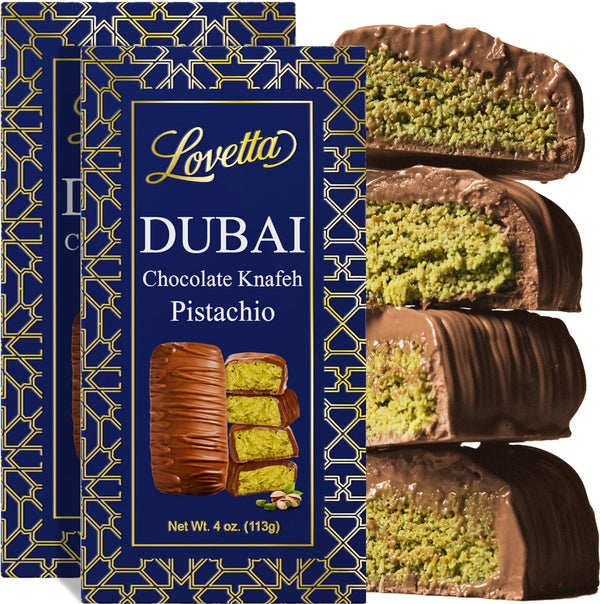 Lovetta Chocolate Lovetta Dubai Milk Chocolate Bar Pistachio Knafeh - Luxury Rich Chocolate, Individually