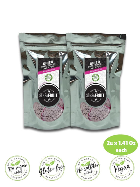Sensafruit 100% 2 x1.41 Oz (2.8 Oz) -Dried Dragon Fruit with red peel | Ready for cocktails | NATURAL | NO SUGAR ADDED