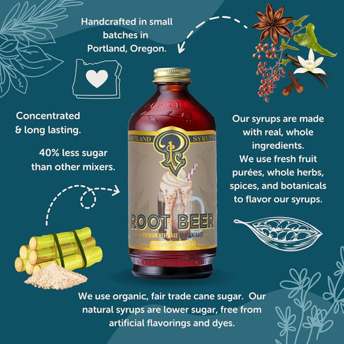 12 oz 24 (Pack 2) Portland Syrups Genuine Root Beer Syrup - Premium Beverage Concentrate for Authentic Cocktails, Soda