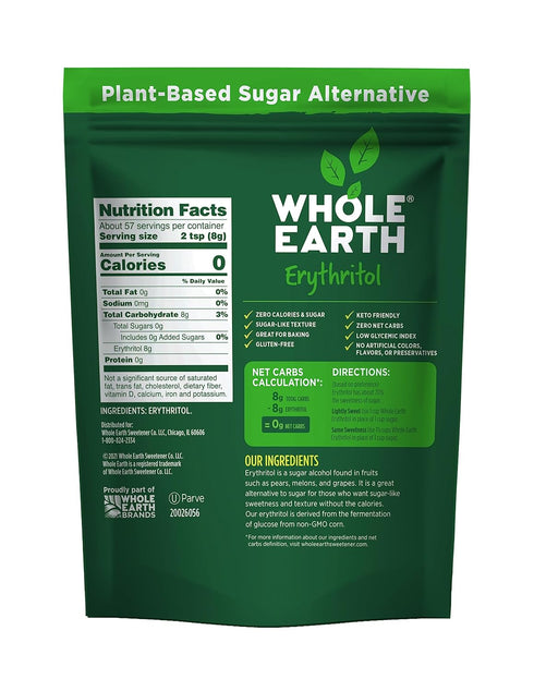 100% 16 Oz Whole Earth Sweetener Co. Erythritol Sweetener (Keto Sweetener, Natural Sugar Alternative, Baking Sugar