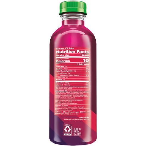 18 oz (Pack 12) Bai Boost Buka Black Raspberry, Antioxidant Infused Beverage, fl bottle