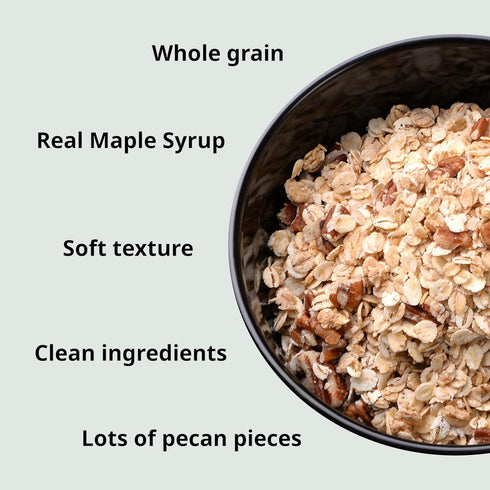 1 lb, 3 Pack, Burl Barley Granola, Maple Syrup & Pecan Granola, Whole Grain Barley Cereal, Rolled Barley Grain
