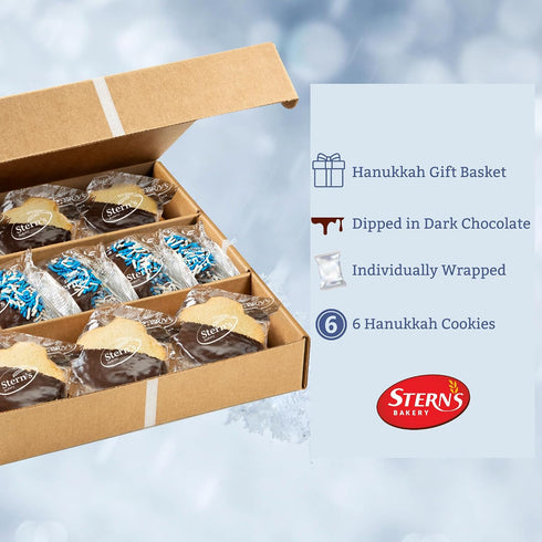 (10 Stern's Bakery Hanukkah Cookie Gift Box Cookies) Menorah & Dreidel Shortbread Chocolate Cookies Gourmet Holiday