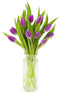KaBloom - Bouquet of Fresh 10 Purple Tulips with Vase - Fresh