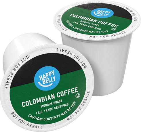 Amazon Brand - Happy Belly Medium Roast Coffee Pods, Colombian, Compatible with