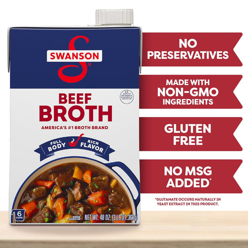 100% 48 oz (8 Pack) SWANSON S Natural Beef Broth, Carton