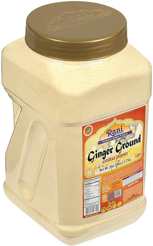 80oz (5lbs) 2.27kg Rani Ginger (Adarak) Powder Ground, Spice Bulk PET Jar ~ All Natural | Vegan | Gluten Friendly |