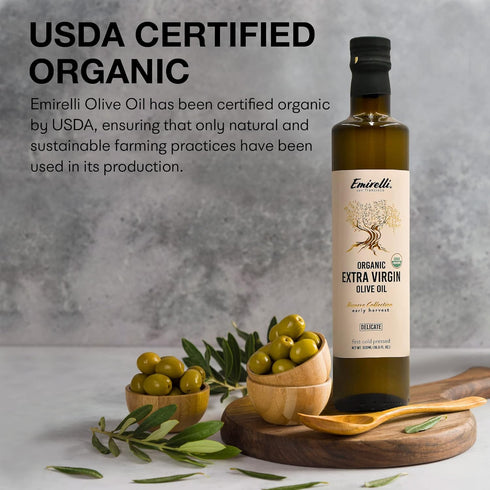 16.9 Oz 16.9 Oz (Pack 1) Emirelli Organic Extra Virgin Olive Oil - USDA Certified, Rich in Polyphenols, First Cold