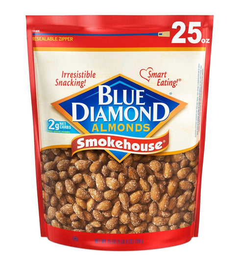 Blue Diamond Almonds, Smokehouse Flavored Snack Nuts, Plant-Based Protein and Fiber Snacks,