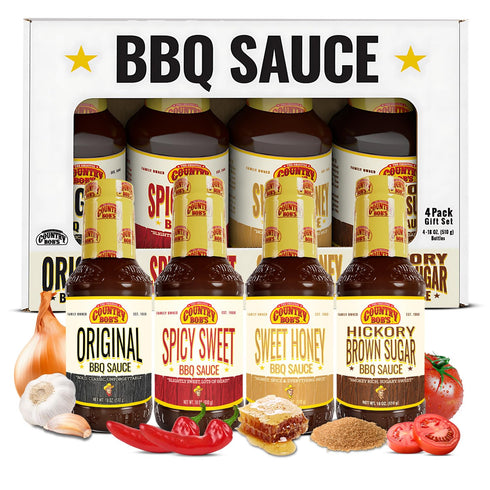Country Bob's BBQ Sauce Variety Pack - Spicy Sweet, Original, Hickory &