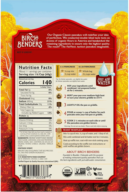 (Pack 4) Birch Benders Pancake and Waffle Mix Variety: of Organic Classic, Blueberry, Organic Confetti, Organic