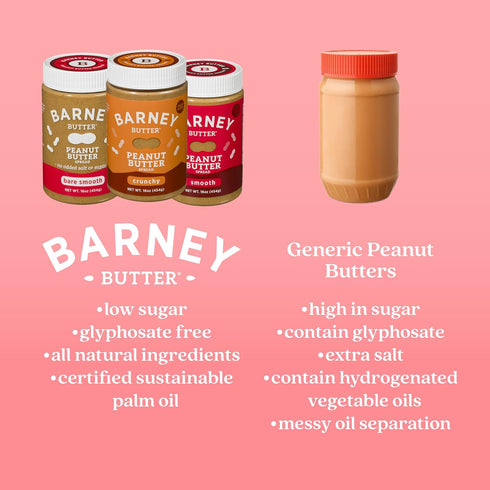 16 (Pack 2) Barney Butter Peanut Butter, Crunchy, Ounce Jar, Natural, No Stir, Non-GMO, Gluten Free, Keto, Vegan