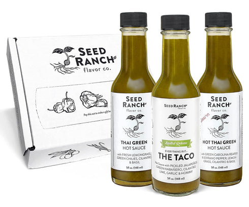 3 Pack Seed Ranch Green Sauce Variety Bundle, - Thai Green, Hot Thai Green, Everything But The Taco - Ranging from Mild