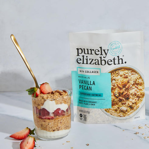 8 Purely Elizabeth, Oat Pouch Collagen Vanilla Pecan, Ounce