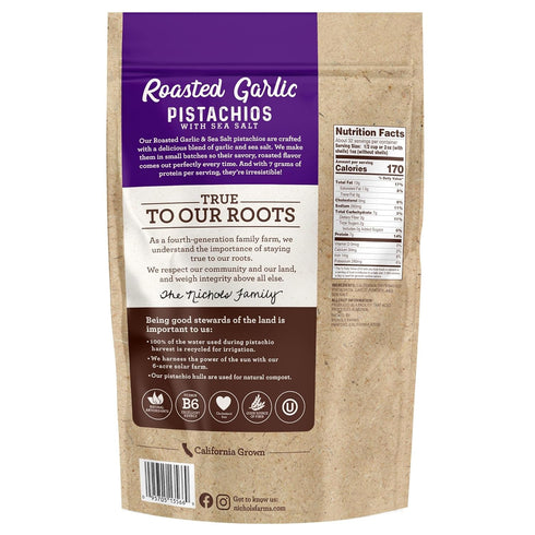Packs, 2LB Nichols Farms California Grown Pistachios, InShell, Nutrient Rich Snack Roasted Garlic