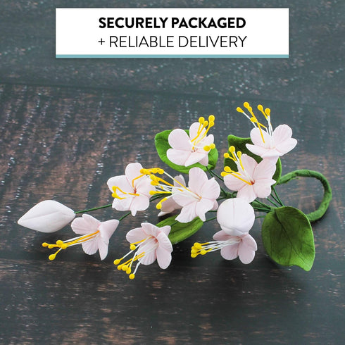1 Count Global Sugar Art Cherry Blossom Sugar Flower Spray Gumpaste Flowers for Cakes Handmade Cake Decorations Sakura