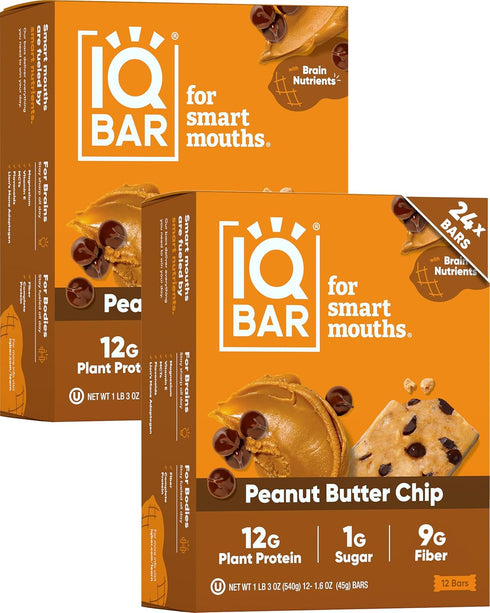 IQBAR Clean Plant Protein Bars - Peanut Butter Chip - 24 Count