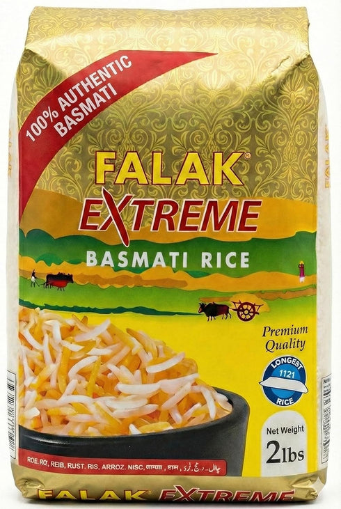 Falak Extreme Basmati Rice 2lb- Extra Long Basmati Rice - Resealable Bag