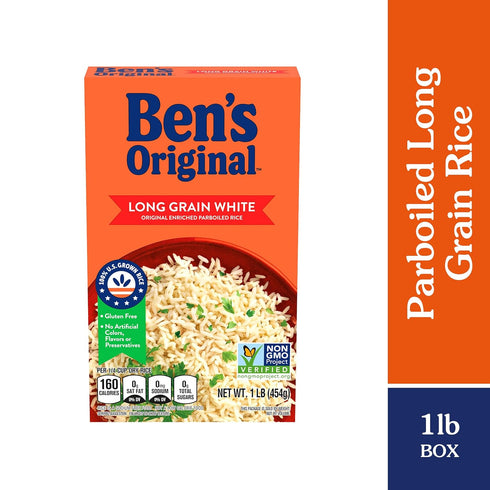 1 lb (Pack 12) BEN'S ORIGINAL Converted Brand Enriched Long Grain White Rice, Parboiled Rice, Box