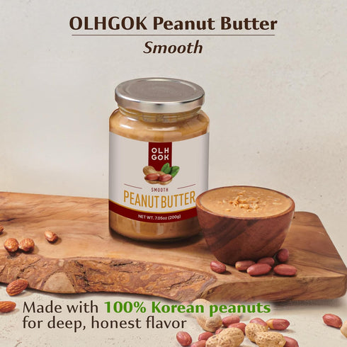 100% 7 oz (200g) OLHGOK Korean Peanut Butter Smooth Net Wt.