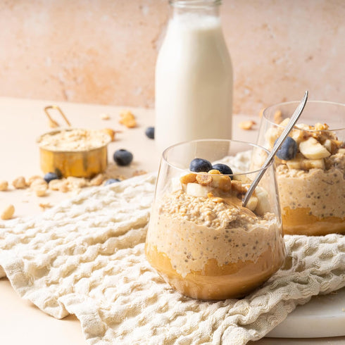 11g 12 oz (Pack 2) Oatsome PBfit Overnight Oats - Peanut Butter Flavor with Chia Seeds, Flax Seeds and Hemp Seeds