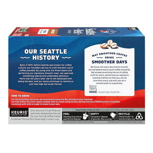 100% 6 (60 Seattles Best Coffee, Medium Roast K-Cup Coffee Pods, Portside, Arabica, Boxes Pods Total)
