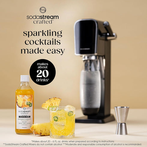 11.1 OZ (Pack 3) SodaStream Crafted Cocktail Mixers: Pineapple Jalapeno Flavor, Non-alcoholic mixers expertly crafted