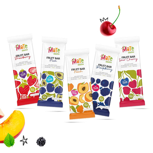 Pack (40 Pack) 100% Mate Fruit Bars Variety - Natural Real Fruit Snacks for Adults and Kids, Healthy Snacks, Fruit