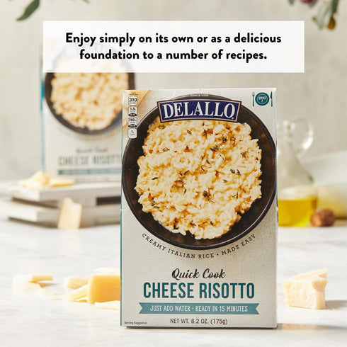 15 (3 Pack) DeLallo Quick Cook Cheese Risotto Rice Mix, Made in Italy, Ready in Minutes, Non-GMO, Authentic Italian