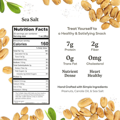 20 oz (2 Pack) 3 7g Belmont Peanuts Gourmet Sea-Salted Virginia Peanuts, Only Simple Ingredients, No Preservatives