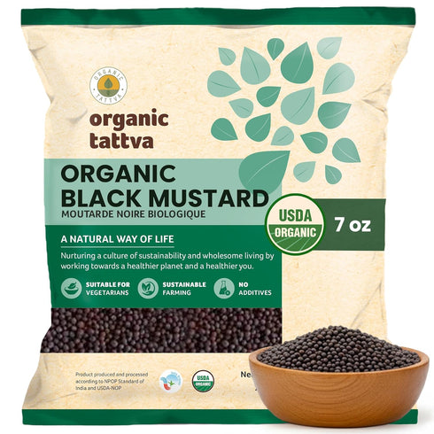 Organic Tattva Black Mustard Seed (7 oz/200 gm) - Organic Mustard Seeds