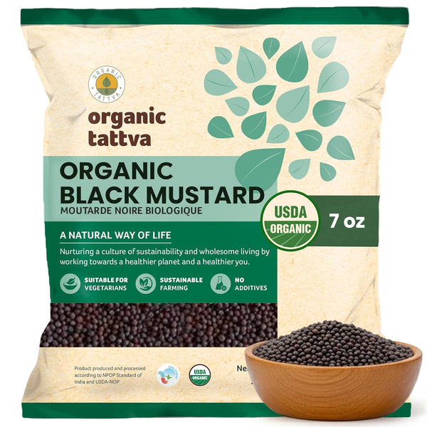 Organic Tattva Black Mustard Seed (7 oz/200 gm) - Organic Mustard Seeds