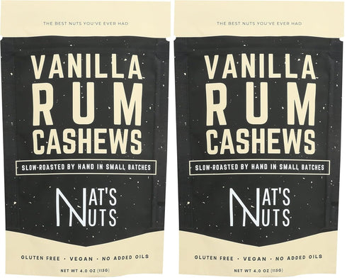 Nat's Nuts Vanilla Rum Cashews, 4 Oz (Pack of 2)