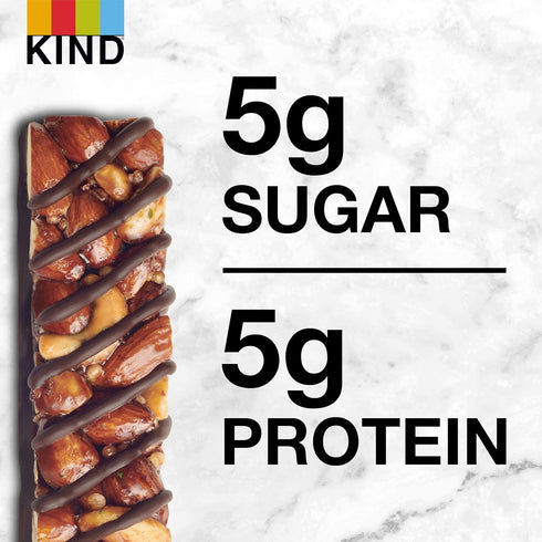 5g 12 Count KIND Nut Bars, Dark Chocolate Mint, Healthy Snacks, Gluten Free, Low Sugar, Protein