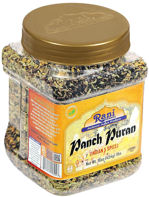 (5 16oz (1lb) 454g Rani Panch Puran Spice) PET Jar ~ All Natural | Vegan | Gluten Friendly | NON-GMO | Indian Origin