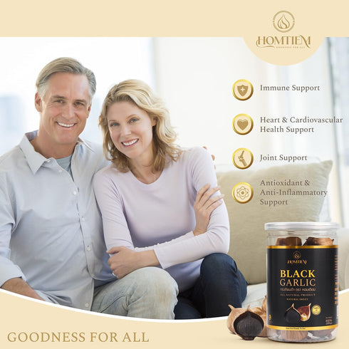 Homtiem Black Garlic 8.82 Oz (250g), Whole Fermented Black Garlic, Non-GMOs, High in Antioxidants, Ready to Eat