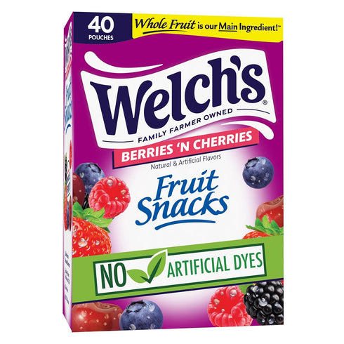 Welch's Fruit Snacks, Berries 'N Cherries Snack Box, Gluten Free, 0.8oz Snack