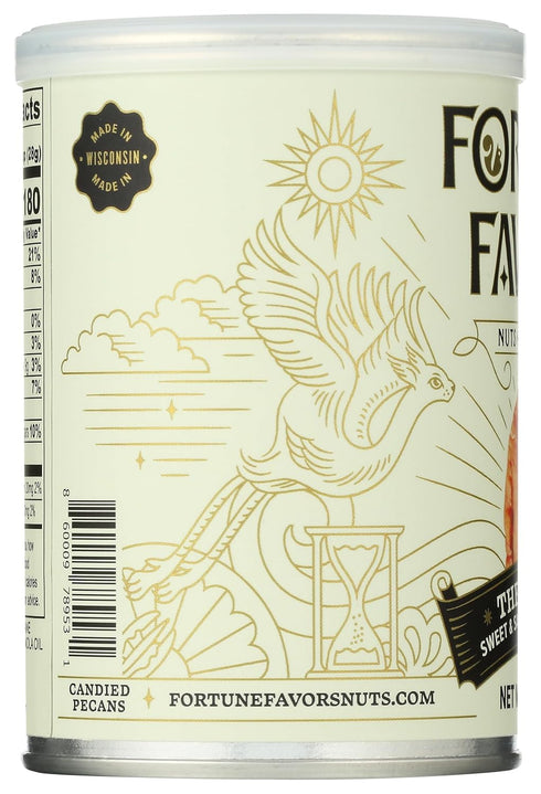 (4oz, Fortune Favors Candied Pecans, Sweet and Salty Snack, Hand Crafted in Small Batches, USA-Grown Classic)