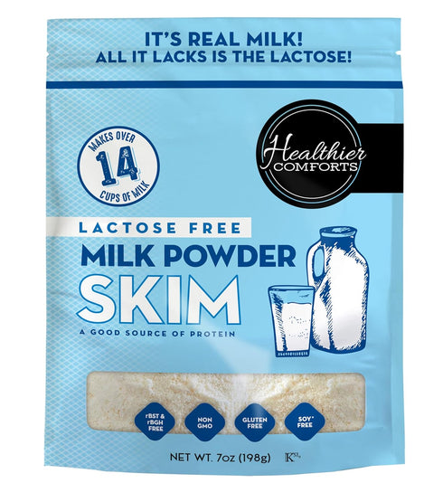 Healthier Comforts Lactose Free Skim Milk Powder | High Protein, Fat Free,