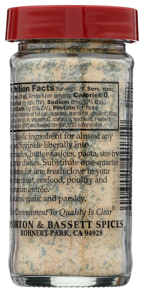 Bassett 2.6oz Morton & Granulated Garlic with Parsley, Salt-Free, Non-GMO, Herb Blend, Aromatic & Flavorful Seasoning