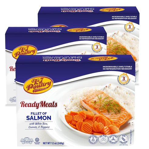 KJ Poultry Kosher Ready Meals - Salmon Fillet Fish, Parve MRE Meal