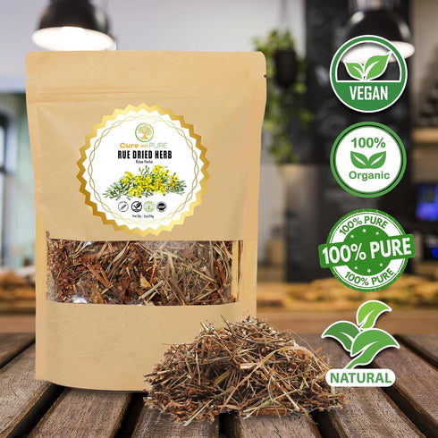 2 oz/56 Cure wid Pure Dried Rue Herb - Ruda Planta Natural In Eco-Friendly Resealable Pouch - Rich Taste & Aromatic