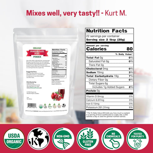 1 lb (16 oz) Z Natural Foods Pomegranate Powder - Organic, - Pure Pomegranate Juice Extract - Nutritious, Antioxidant