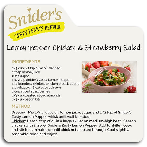Snider's Zesty Lemon Pepper Seasoning, 5.5 oz - Premium Spice Blend for Chicken, Fish, and Veggies