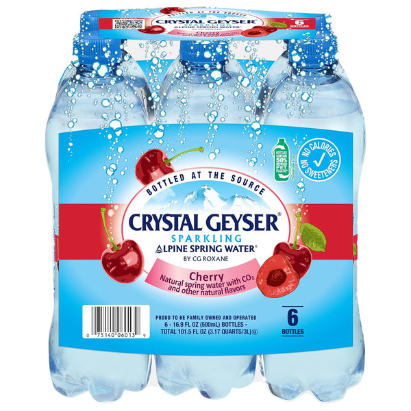 Crystal Geyser Sparkling Natural Alpine Spring Water, Cherry and Other Natural Flavors,