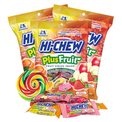 Plus Fruit Sunrise Mix Chewy Candies, Real Fruit Pieces Inside, Authentic Japanese