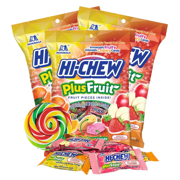 Plus Fruit Sunrise Mix Chewy Candies, Real Fruit Pieces Inside, Authentic Japanese