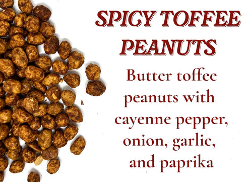 8 Spicy Toffee Peanuts, Cayenne Coated Butter Toffee Peanuts, Sweet and Spicy Snack Resealable Ounce